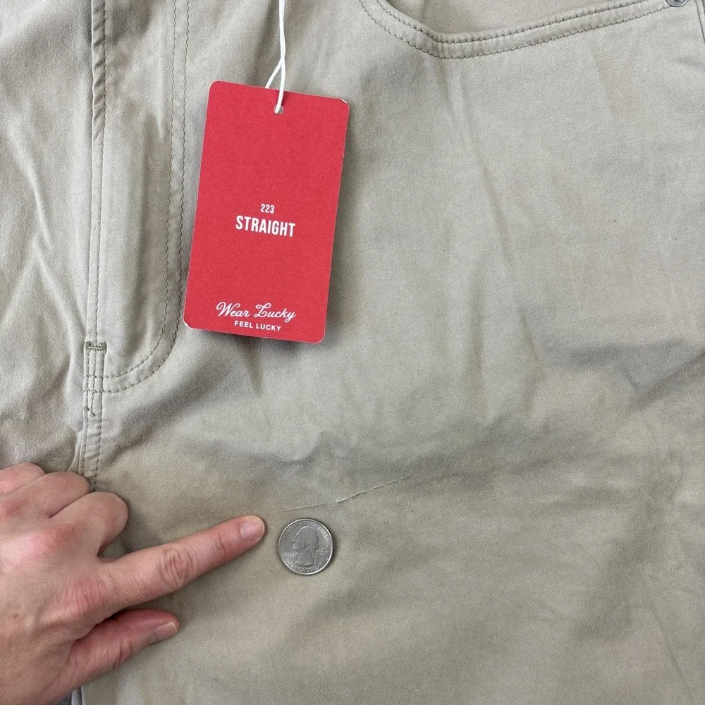 NEW LUCKY BRAND 223 Straight Leg 5-Pocket Pants Mens 40/32 Khaki Tan Stretch NWT